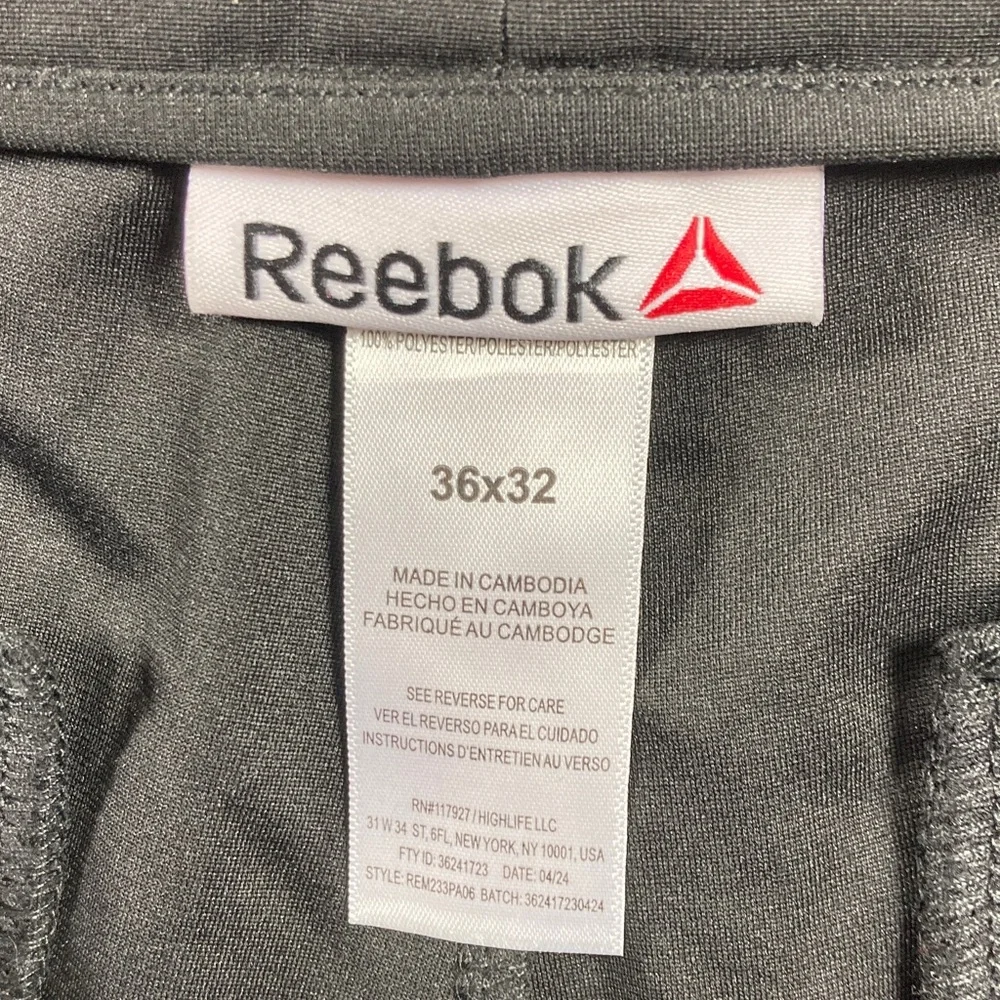 Reebok Athletic Pants Men Size 36X32 Black Comfy Zip Pocket for Essentials